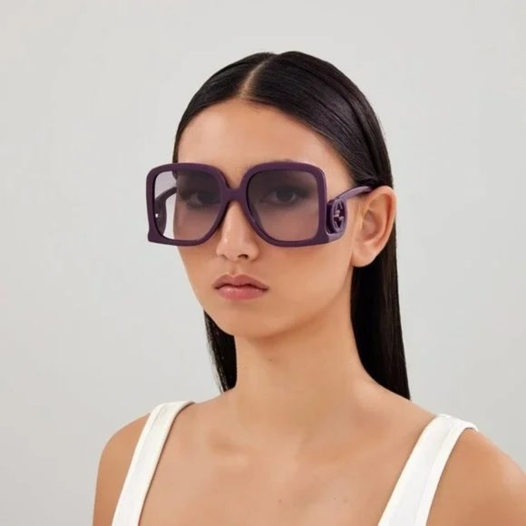Gucci GG1326S 003 Sunglasses Violet Grey Gradient Oversized Square Women - Picture 1 of 14